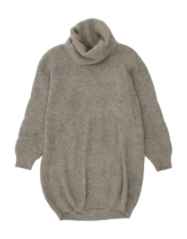 YESSICA Womens Longline Roll Neck Jumper Sweater EU 44/46 Large Grey Handmade Hand-knitted Hand-woven YESSICA Womens Longline Roll Neck Jumper Sweater EU 44/46 Large Grey Handmade Hand-knitted Hand-woven