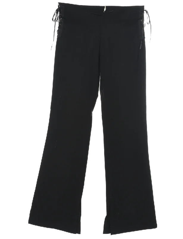 Black 1990s Lace Up Trousers  - W28 L32