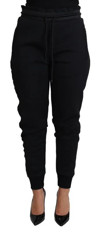 Elegant Black Jogger Trousers With Iconic Logo