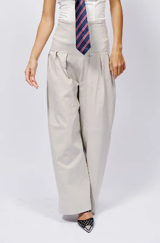 LUNA HIGH WAISTED WIDE LEG LINEN TROUSER