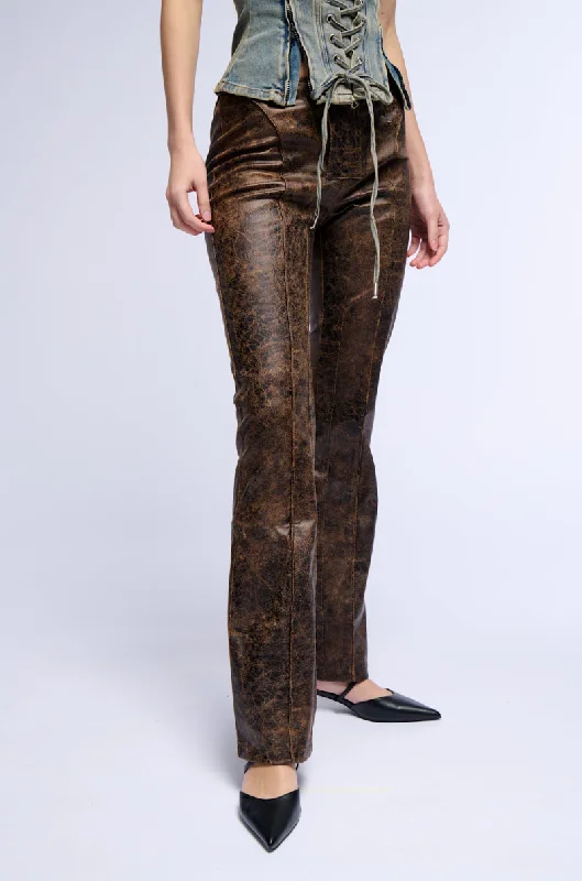 RIGHT KINDA WRONG DISTRESSED FAUX LEATHER TROUSER