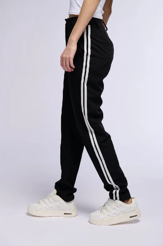 SHE A RIDER STRIPED WOVEN TROUSERS