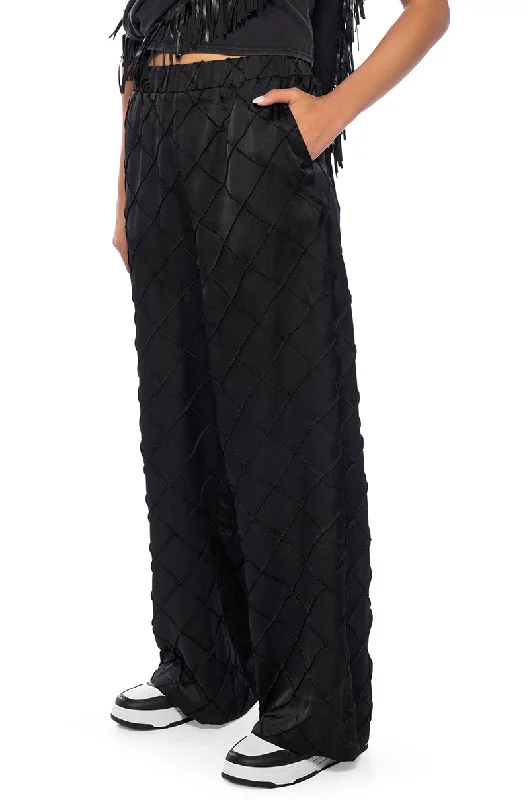 TEXTURED SATIN WIDE LEG TROUSER IN BLACK