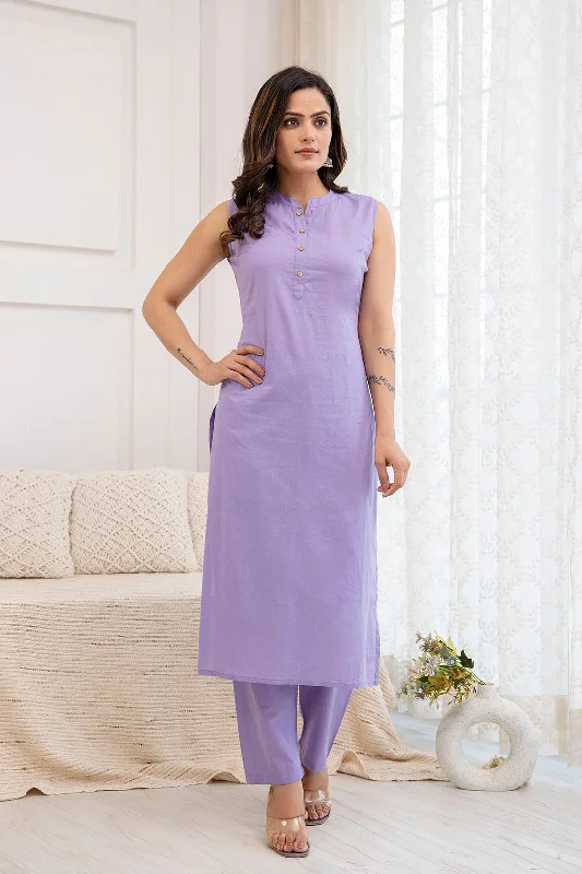 Women Purple Straight Kurta With Trouser